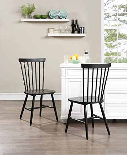Osp Home Furnishings Eagle Ridge Traditional Windsor Style Solid Wood Dining Chairs 2-Pack, Black #TOP1