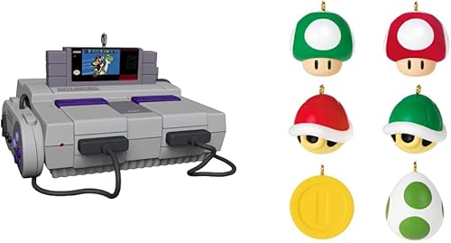 Hallmark Keepsake Adorno de Navidad 2022, consola Nintendo Super NES, sonido y luz, adorno de Navidad multicolor y miniatura 2022, Nintendo Super