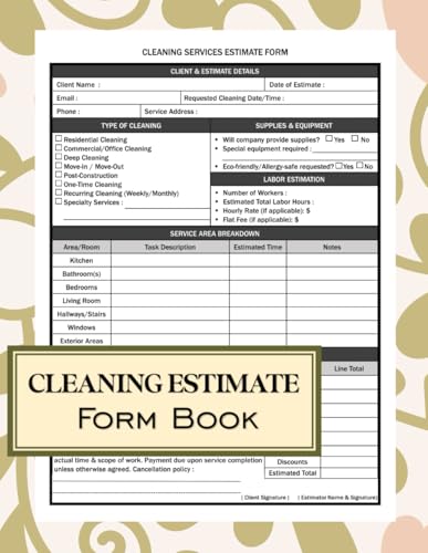 Cleaning Estimate Form Book: House Cleaning Service Quote Record, Cleaning Checklist, DIY Cleaning...