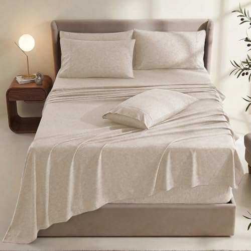 Image of Hearth & Harbor Bed Sheets, Luxury Soft 6 Piece Bed Sheet Set Extra Deep Pocket Fitted Sheets Fits Mattress up to 21 inch, Double Brushed Bedding Sheets & Pillowcases,