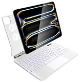 iPad Pro 11 インチ M5 2025 & M4 2024 モデル用 磁気キーボードケース 軽量JIS日本語配列～磁気装着・マルチジェスチャートラックパッド・7 色バックライト・ショートカットキー・自動スリープ/起動機能付き～ ホワイト