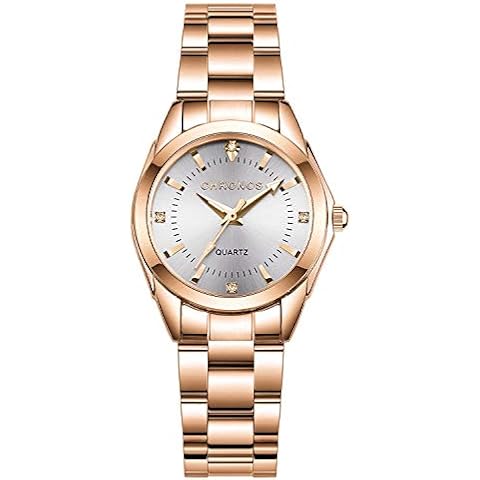 CHRONOS Women Watch Fashion Casual Japanese Quartz Watches Ladies Business Waterproof Stainless Steel Watch Clock for Girls (Rose Gold 1) Cover