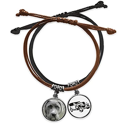 Bracelet corde et cuir avec photo de chien cadeau idéal pour maîtres