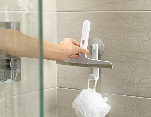 Joseph Joseph EasyStore Slimline Shower Squeegee with Storage Hook, Shower accessories, White/Grey
