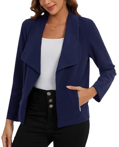 MINTLIMIT Blazer for Women Long Sleeve Open Front Blazer Draped Lightweight Casual Work Office Jacket with Zipper Pockets2