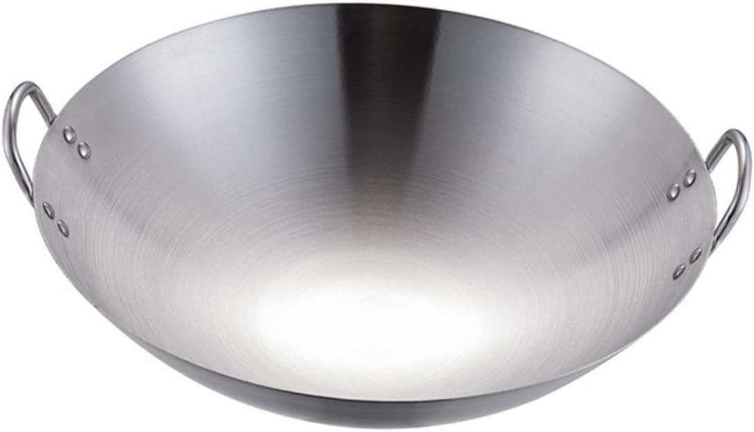 Stainless Steel Two-ear Wok Pan Sets for Cooking Large Wok for Frying Meat Veggies Cookware