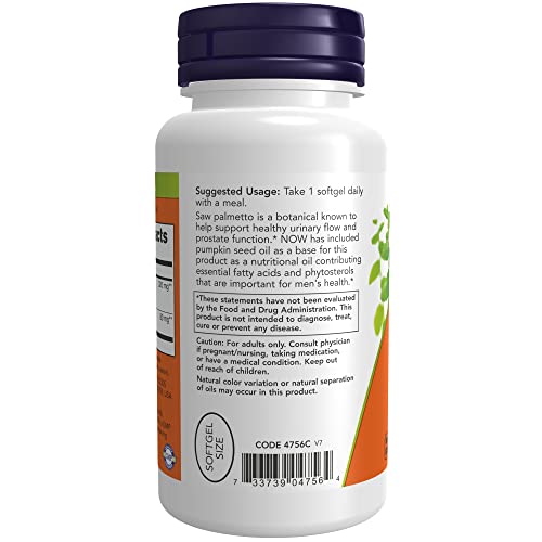 Now Supplements, Saw Palmetto Extract 320 Mg With Pumpkin Seed Oil, Men's Health*, 90 Veg Softgels #TOP2