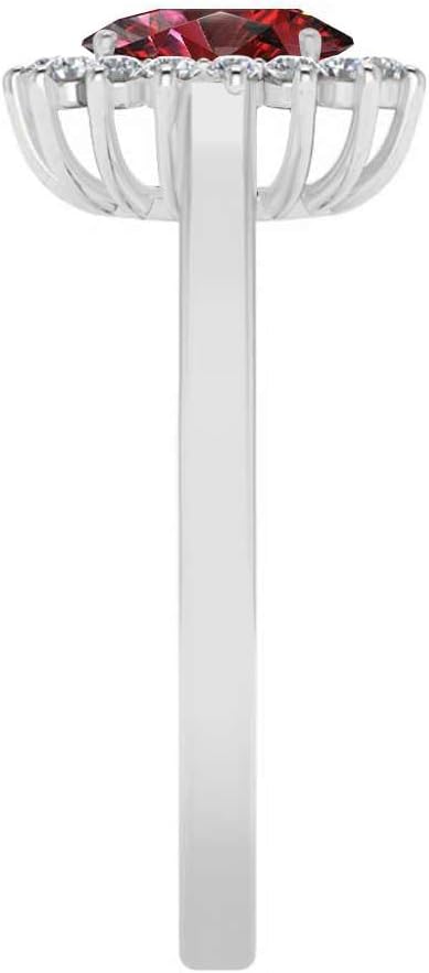 Garnet and Diamond – Solid 14K Gold or 925 Sterling Silver – January Birthstone Halo Ring for Women