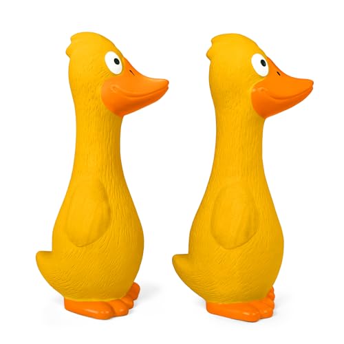 Chiwava 2er Pack 7,9 Zoll Quietschen Latex Hundespielzeug Gelb Ente Interaktives Spiel für kleine mittelgroße Hunde