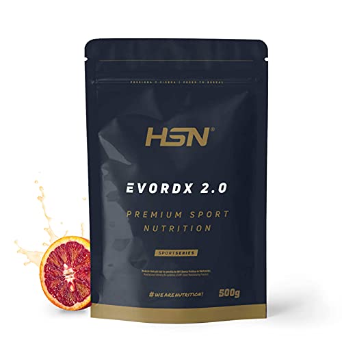 HSN Pre Entreno Evordx 2.0 (300mg de Cafeína) | Naranja Roja 500g | Pre Workout 100% Vegano Sin Carbohidratos Sin Gluten | BCAAs, Creatina, L-citrulina, Arginina AKG, Extracto de Remolacha