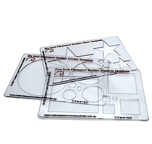 CLPA Fibonacci 3-Piece Template Set - 6" Circle, Star and Square, Clear, Set of 3 - Image 2