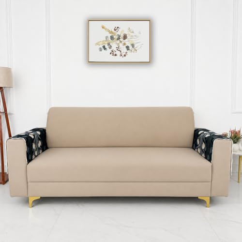 Image of Homerz Premium 'Luxe Series' Sofa Cover | Holland Velvet Fabric | Smooth Finish | Anti-Slip Fleece Backing Couch Protector (Terrace Vein, 2 pc Armrest, Armrest)