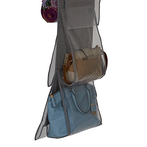 Household Essentials 66490 Linen 8 Pocket Hanging Handbag Storage Organizer, Gray #TOP2