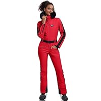 ALSOGO Skianzug Frauen ein Stück Schneeanzug isoliert wasserdicht winddicht Schnee Outfits Jumpsuits mit abnehmbaren Pelzkragen