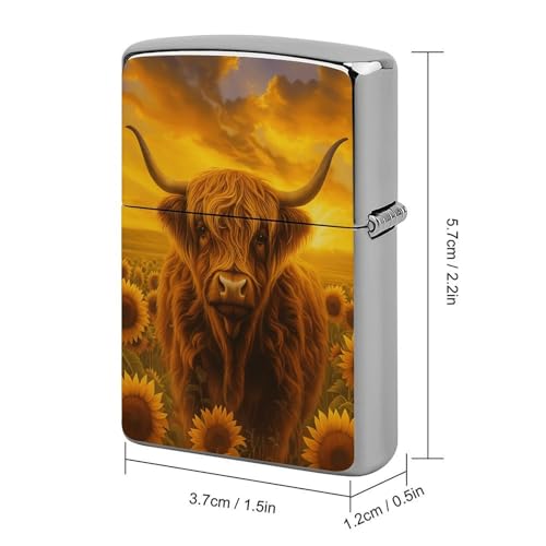 Funda clásica de cobre para encendedor Sunflower Highland Cow miniatura 2