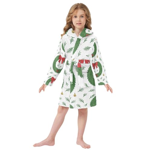 Seamless Wreaths Pattern Hooded Bathrobe For Girls Robe For Girls2