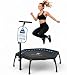 BK Barbara Klein Fitness Trampolin 133 cm mit Haltestange, 42 Gummiseile, Hexagon Rebounder, 100 kg Belastbar, Höhenverstellbar Indoor Heimtraining