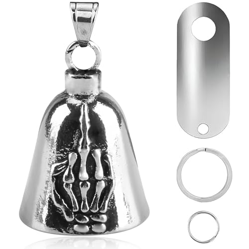 VBGURR 1 campanella moto biker bell moto campanella con portachiavi Guardian Bell, per moto accessori (dito medio)