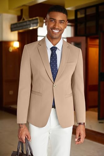 Image of COOFANDY Mens Casual Blazer Slim Fit Suit Jacket One Button Sport Coats