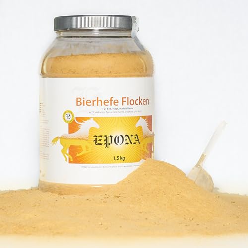 EPONA Bierhefe-Flocken, speziell für Pferde und Hunde, Eiweißreich mit Vitaminen- und Mineralstoffen für Verdauung, Haut, Fell, Hufe, Biotin für glattes und glänzendes Fell