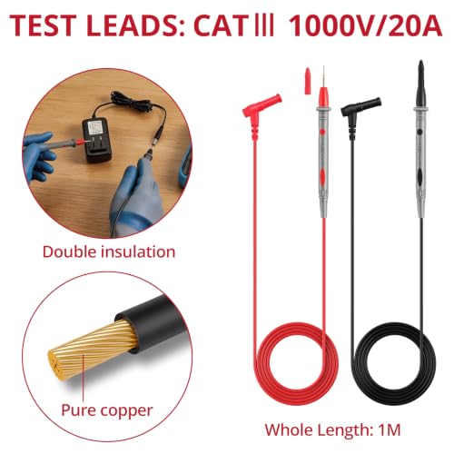 Image of BTNTA 30PCS Silicone Multimeter Test Leads Kit CAT III 1000V 20A, Replaceable Probes, Alligator Clips, Test Hooks, Tweezers, 4mm Banana Plug for Automotive, Home, Lab & Industrial Electrical Testing