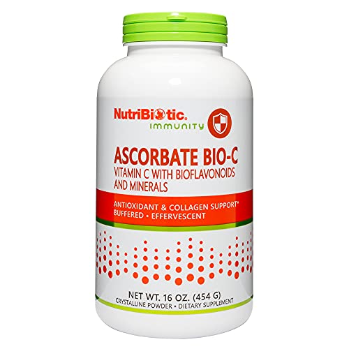Nutribiotic - Ascorbate Bio-C, 16 Oz | Effervescent Vitamin C Powder With Lemon Bioflavonoids & Minerals Calcium, Magnesium, Zinc, Selenium & More | Bioavailable Antioxidant & Collagen Support | Vegan #TOP22