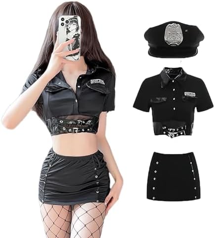 [シダーエイト] ポリス コスプレ レディース セクシー トップス スカート 帽子 3点セット 詳細画像1