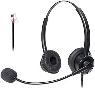 Wantek Wired RJ9 Telephone Headset with Noise Cancelling Microphone, Dual Ear Office Headset for Avaya Mitel Polycom Plantronics Nortel Norstar Meridian Adtran NEC Samsung DS etc Landline Phones