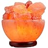 Spantik himalayan salt lamp bowl with natural crystal chunks dimmer cord and classic wood base premium quality authentic from pakistan  urban country home decor