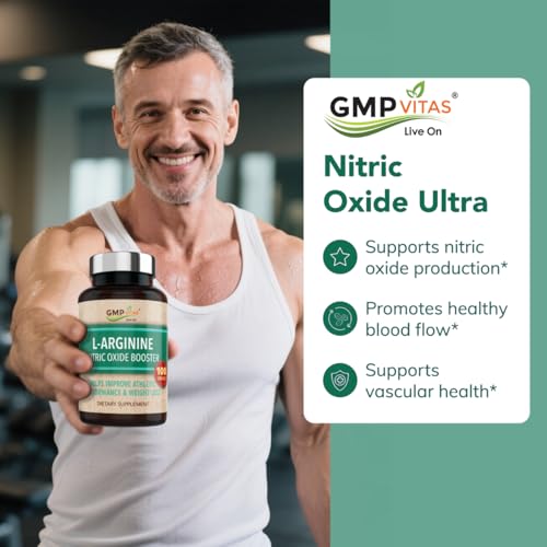 Image of Nitric Oxide Supplement 1000mg with L-Arginine Supports Blood Pressure Heart & Brain Health Joint Pain Relief & Bone Strength Cardiovascular Circulation Booster Pills - 100 Capsules