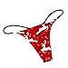 Christmas Sexy Thong Women Underwear Naughty Slutty Stretch Straps Panties T-Back Briefs Reindeer Xmas Santa Claus Gnome Seamless Thongs String G-Strings Xmas Low Wasited Hi Cut Underpants Red