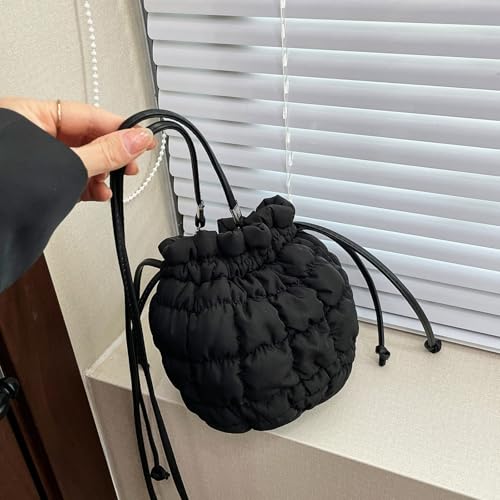 Stylish Quilted Bag For Women Puffer Bucket With Drawstring Spacious Shoulder Bag For Work School Outdoor Activities Women's2