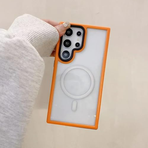 Coque Samsung S24 orange chargeur magnétique idéal pour les voyages