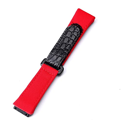 Bracelet de remplacement en toile de nylon tissée Bracelet de montre de rechange en cuir et toile de nylon multicolore for hommes, 25 mm