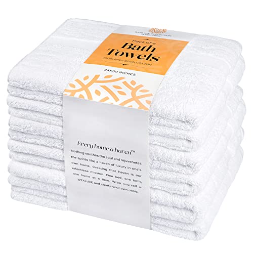 Wealuxe White Towels For Bathroom 6 Pack, Cotton Bath Towel Set For Hotel, Gym, Spa, Soft Extra Absorbent Quick Dry 24X50 Inch #TOP7