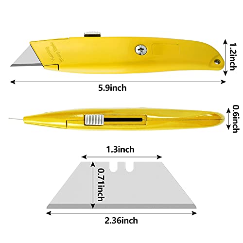 Image of DIYSELF 2 Pack Retractable Box Cutters, Ergonomic Grip Utility Knife | Retractable Box Cutter Knife for Boxes, Tape, Rope and Craft, Durable PVC Pipe Cutter for Office, Garage and Warehouse