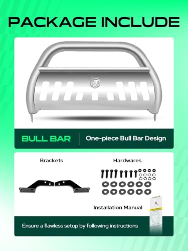 Image of YHTAUTO 3 inch Bull Bar Push Bar with Skid Plate Light Mount Fit Nissan Frontier 2022 2023 2024 2025 2026, S /S 304 Brush Guard for Truck Front Bumper Off Road Accessories