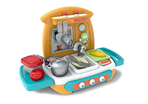 Chicos - Premier Kitchen - Cocinita Infantil | Incluye 15 Accesorios como Ollas, Cubiertos, Fruta y Sartén | Cocina Juguete a Partir de 18 Meses (84001)
