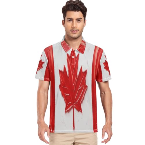 Polo de golf homme drapeau canadien à manches courtes GuoChe