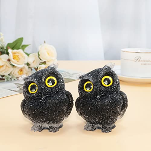 mookaitedecor 3 Inch Black Obsidian Crystal Owl Figurine Ornament for Home Office Decor Housewarming Gift Large Black Owl Gift for Men Women Resin Stone Animal Sculpture Statue Good Luck Ornament - Image 4