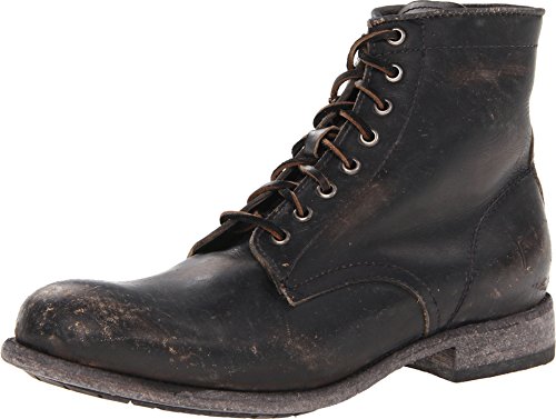 Image of Frye Tyler Lace Up Boots for Men Crafted from Soft Vintage Leather with Blake Construction, Burnished Toe and Heel, and Rubber Inserts on Leather Soles - 5 inch Shaft Height