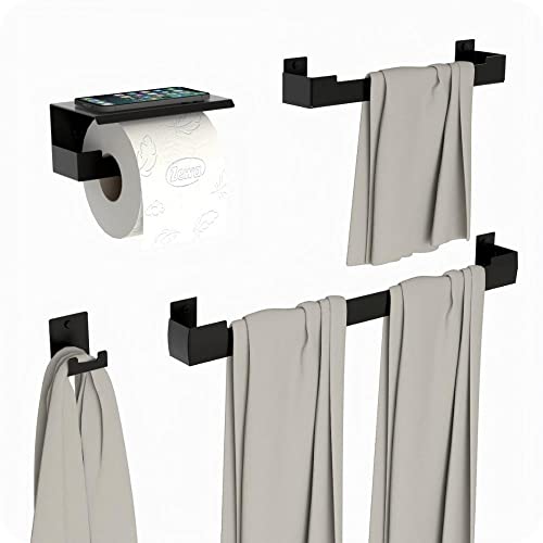 Kit Acessórios Para Banheiro Preto Fosco 4 Peças ELG