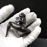 Brass Naked Big Chest Busty Female Girl Statue,Black Metal Sexy Bound Sitting Position Woman Sculpture Figurines Miniatures Body Art Crafts Desk Ornaments Retro Home Decoration