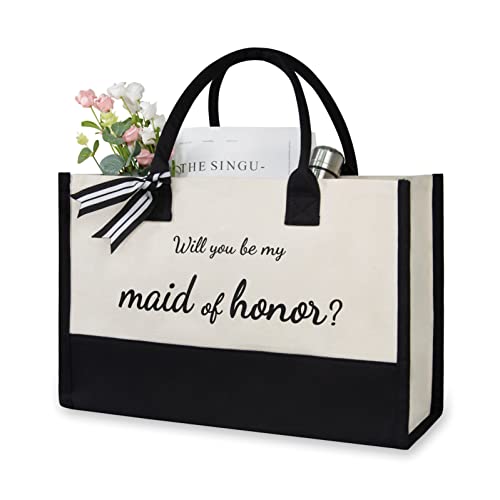 Image of TOPDesign Canvas Tote Bag, Bridal Shower Gifts for Bride, Wedding Bachelorette Bride Gifts Shoulder Bag