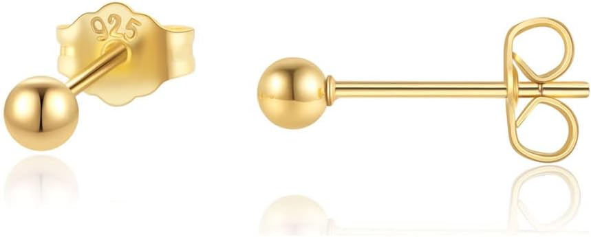 Renkovte Tiny Ball Stud Earrings for Women,Dainty 2mm 3mm 4mm Ball Studs for Cartilage Helix Second Lobe Piercing 316 Surgical Steel Hypoallergenic