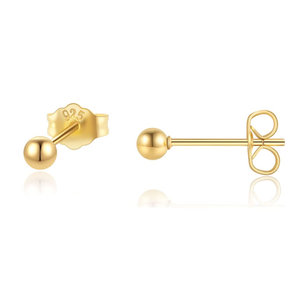Tiny 2mm Ball Stud Earrings for Women Girls,Dainty Dot Earrings 316L Surgical Stainess Steel for Cartilage Tragus Helix Multiple Piercing Hypoallergenic(2mm, Gold) (2mm Gold) Thumbnail