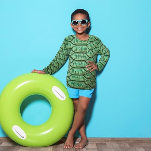 Aflyko Animal Print Boys' Rash Guard Shirts Snake Skin Green Nature Fancy Swim Shirt 3-12T3
