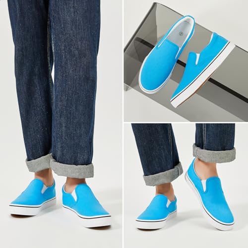 Image of yageyan Mens Slip on Sneakers Loafers Shoes Canvas Black Shoes Canvas Blue Casual Fashion Shoes