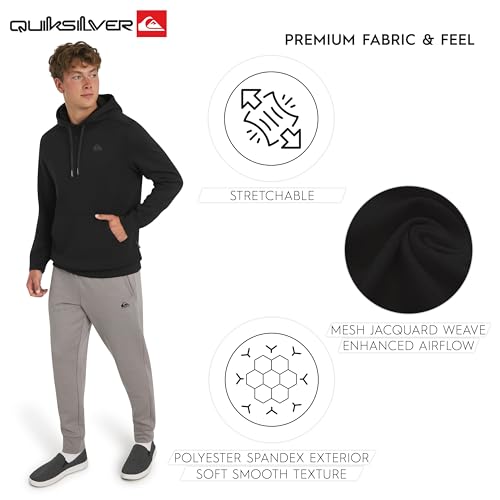 Image of Quiksilver Men's Regular Fit Active Performance Heavyweight Jacquard Mesh and Polar Fleece Pullover Hoodie (S-XL)