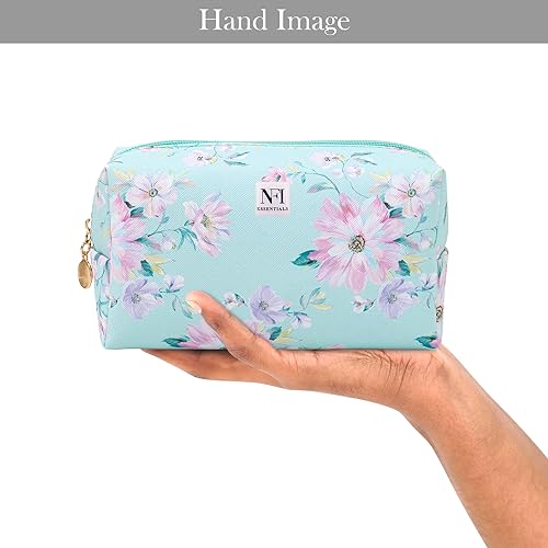 Image of NFI essentials Pack of 2 Makeup Pouch Floral Print Cosmetic Pouch Vanity Case Jewellery Pouch Stationery Pencil Case Travel Organiser Travel Pouch